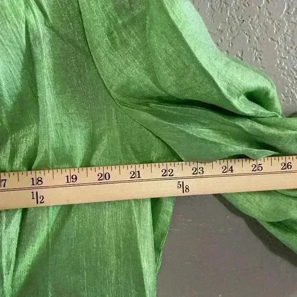 Tan Jay Jacket Lime Green Metallic Collared 3/4 Sleeve Buttons Lined Size 14 - Picture 6 of 9